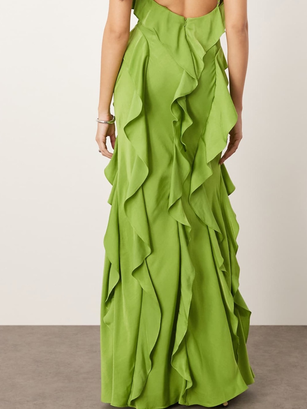 ARRANGE ruffle maxi slip dress with bias skirt green - Picture 2 of 2